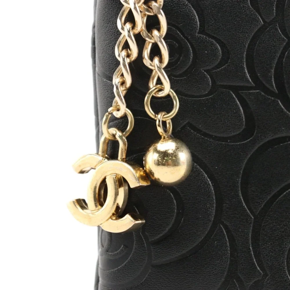 Chanel Makeup Bag purse chain CC black charm zippy pouch clutch wallet - Picture 5 of 8
